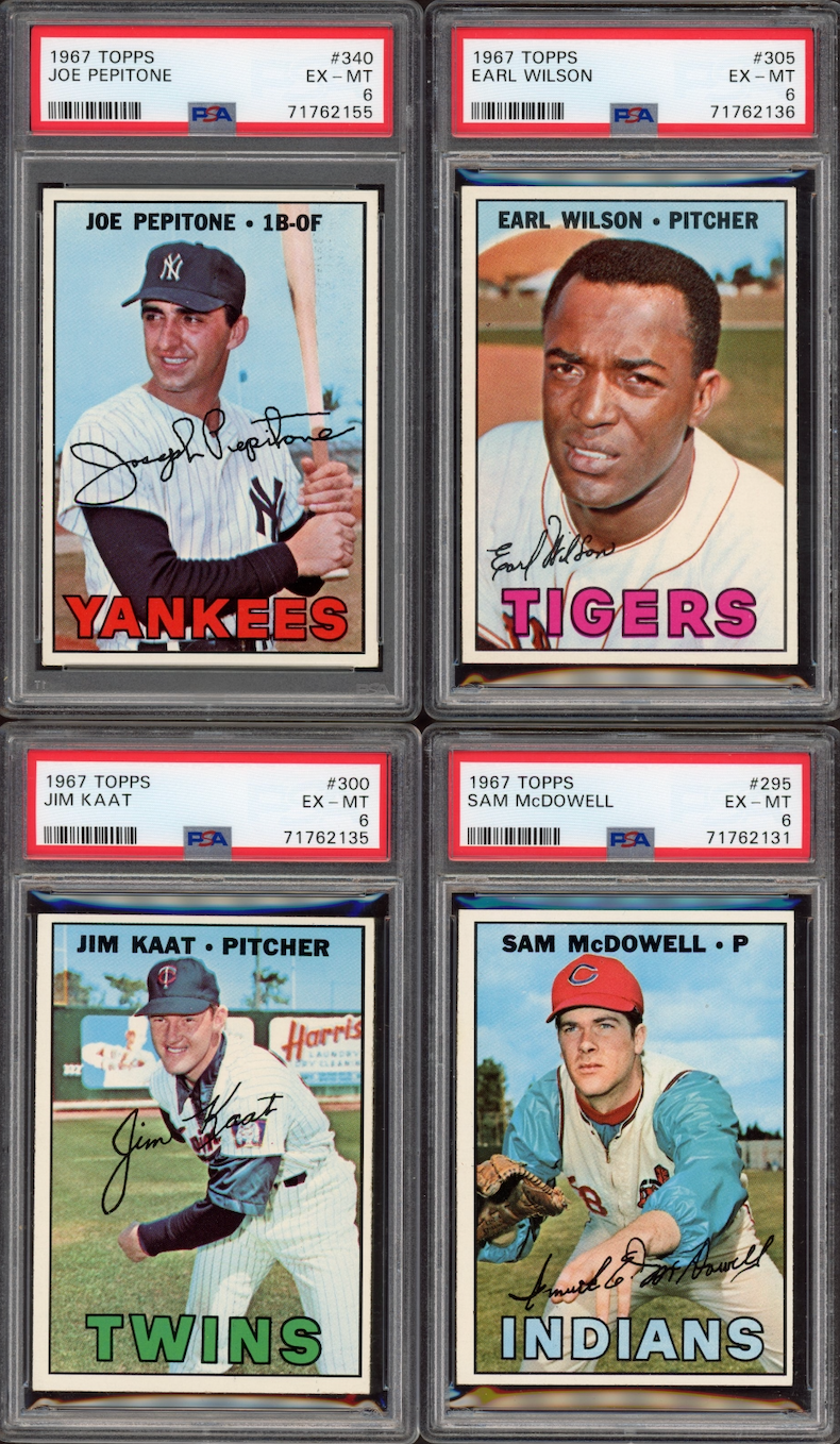 Lot of 4 1967 Topps Cards All Graded PSA EX-MT 6