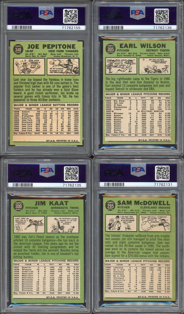 Lot of 4 1967 Topps Cards All Graded PSA EX-MT 6