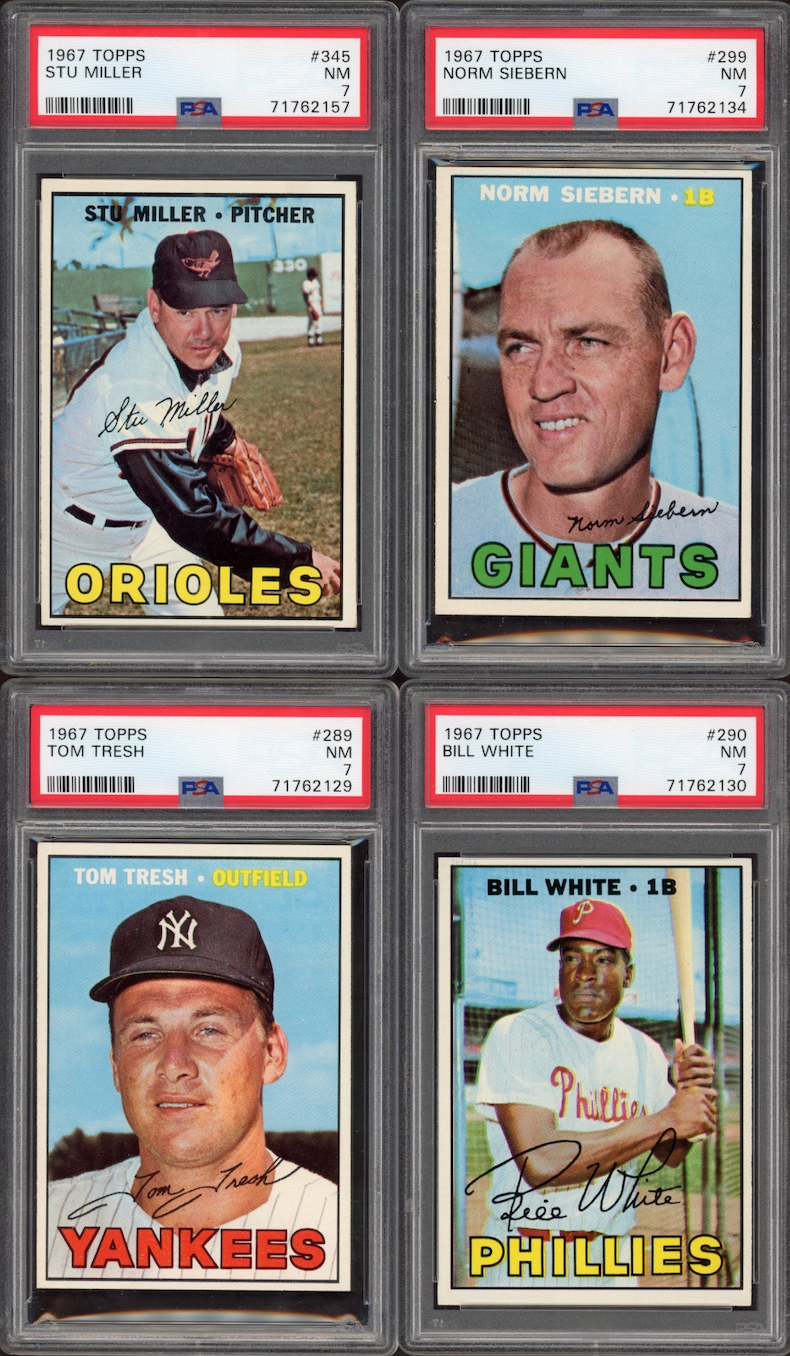 Lot of 8 1967 Topps Cards All Graded PSA NM 7