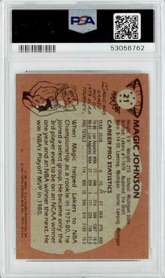 1981 Topps #21 Magic Johnson PSA 8
