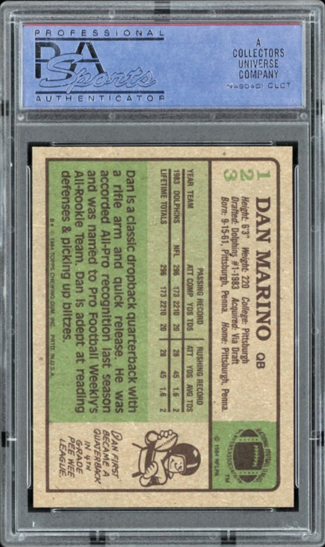 1984 Topps #123 Dan Marino ROOKIE PSA MINT 9