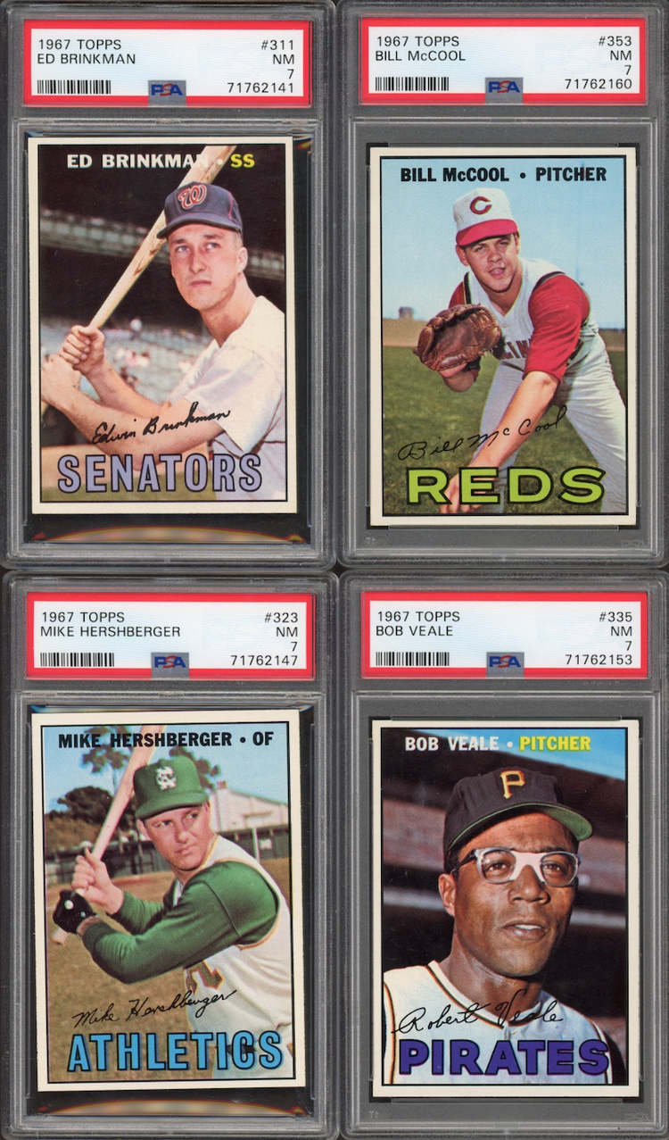 Lot of 8 1967 Topps Cards All Graded PSA NM 7