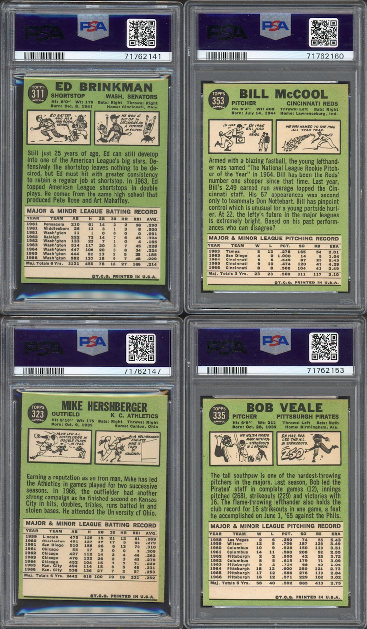 Lot of 8 1967 Topps Cards All Graded PSA NM 7