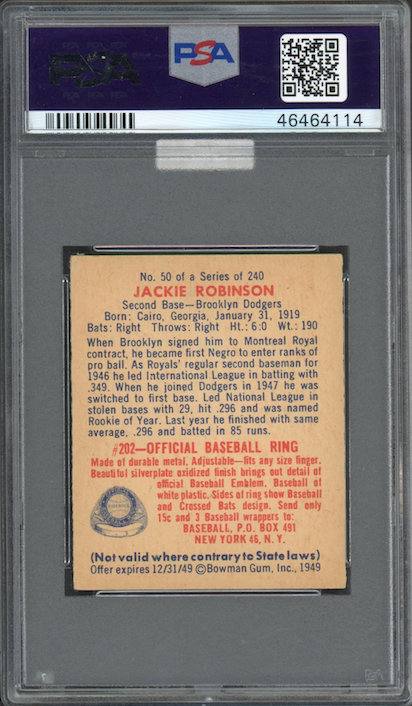 1949 Bowman #50 Jackie Robinson PSA VG-EX+ 4.5