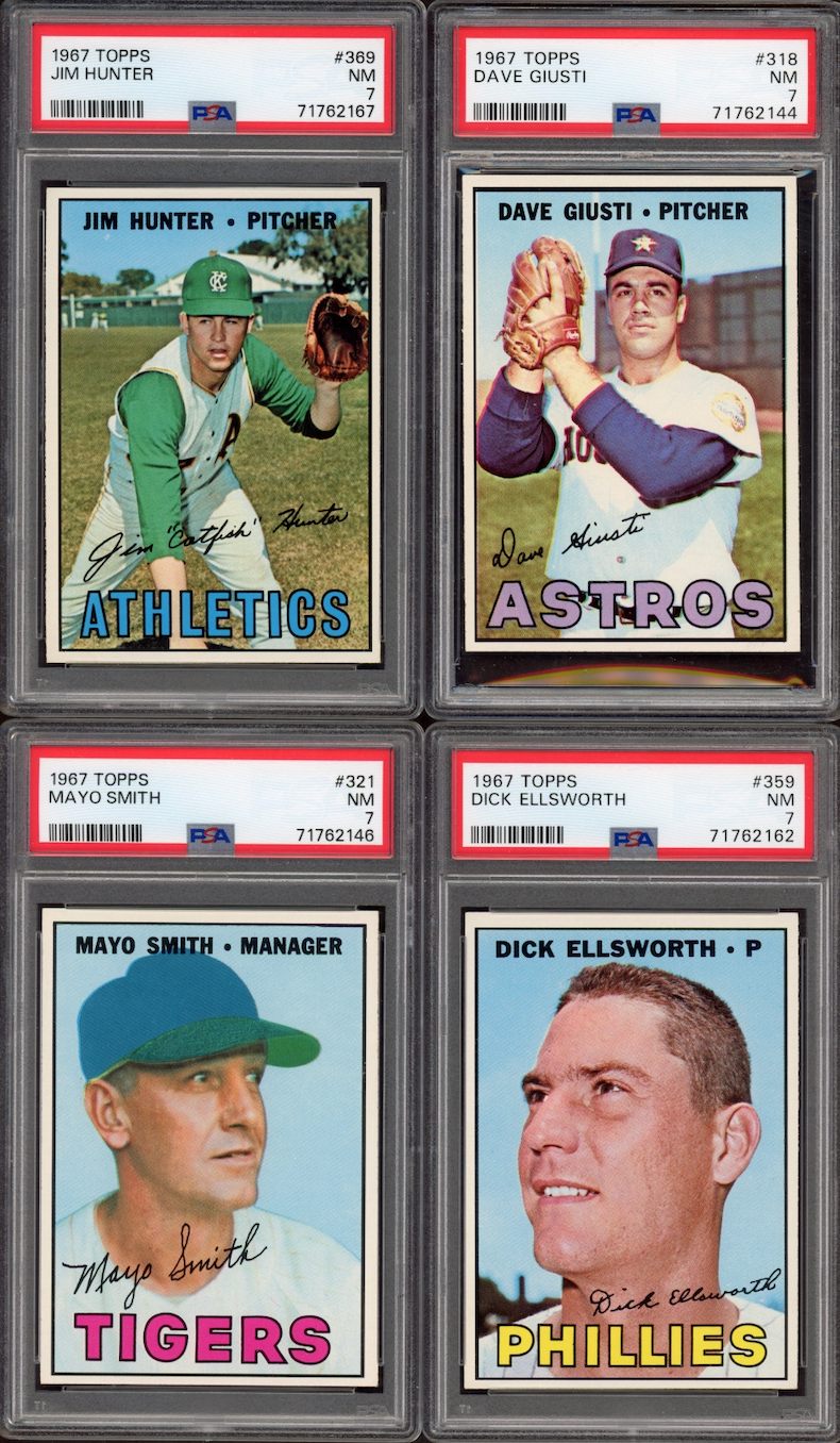 Lot of 4 1967 Topps Cards All Graded PSA NM 7