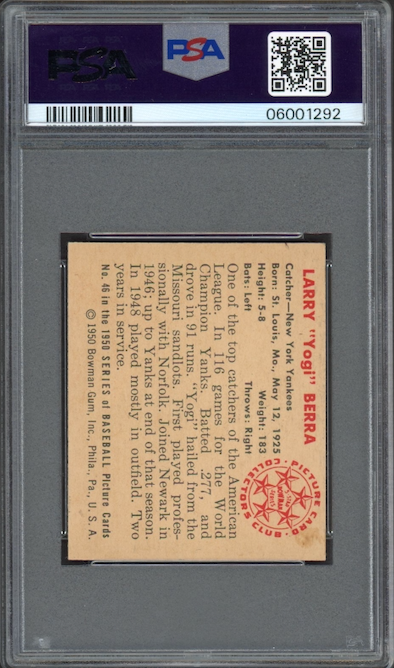 1950 Bowman #46 Yogi Berra PSA NM-MT 8