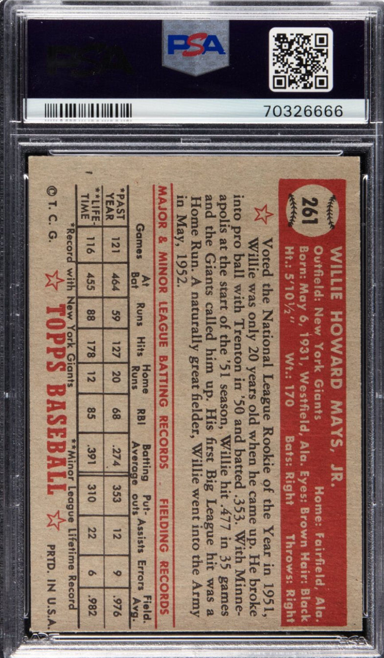 1952 Topps #261 Willie Mays PSA NM 7