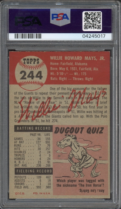 1953 Topps #244 Willie Mays PSA NM 7