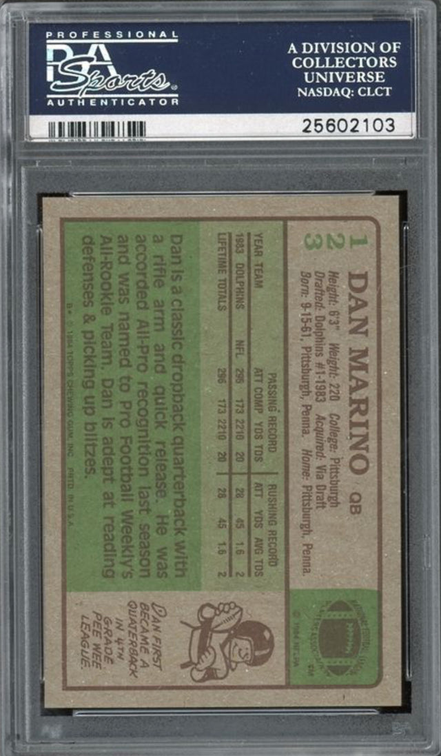 1984 Topps #123 Dan Marino ROOKIE PSA MINT 9