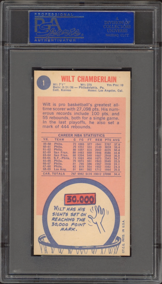 1969 Topps #1 Wilt Chamberlain PSA NM-MT 8