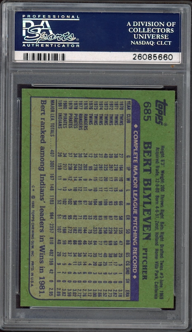 1982 Topps #685 Bert Blyleven PSA 10