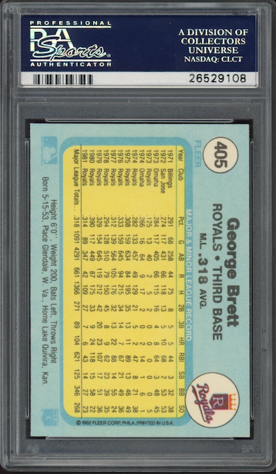 1982 Fleer #405 George Brett PSA 10