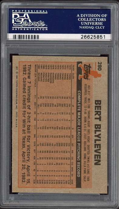 1983 Topps #280 Bert Blyleven PSA 10