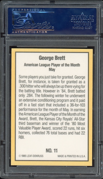 1985 Donruss Highlights #11 George Brett PSA 10