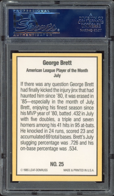 1985 Donruss Highlights #25 George Brett PSA 10