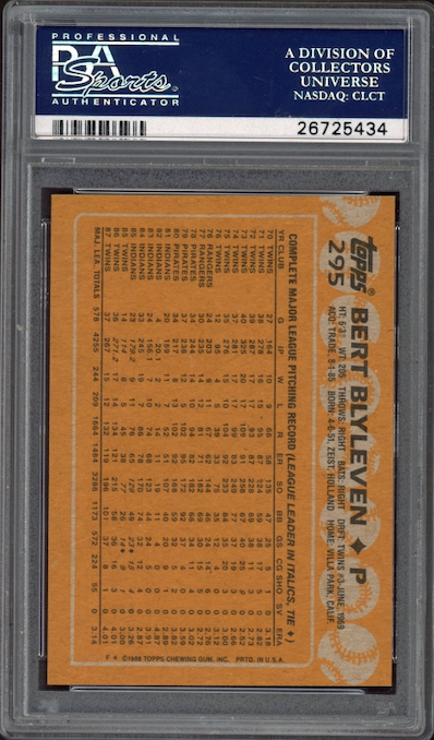 1988 Topps #295 Bert Blyleven PSA 10