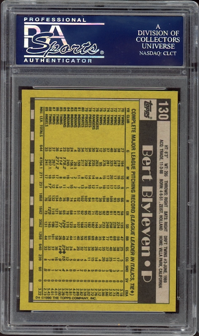 1990 Topps #130 Bert Blyleven PSA 10
