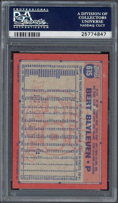 1991 Topps #615 Bert Blyleven PSA 10