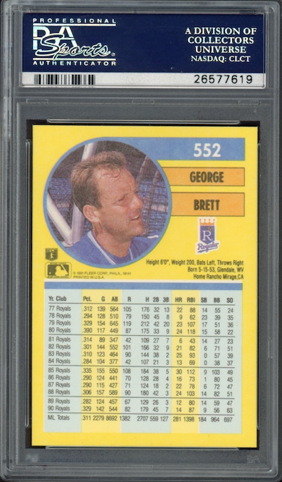 1991 Fleer #552 George Brett PSA 10
