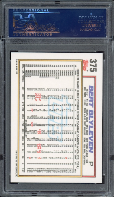 1992 Topps #375 Bert Blyleven PSA 10