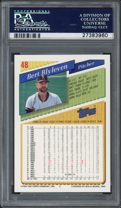 1993 Topps #48 Bert Blyleven PSA 10