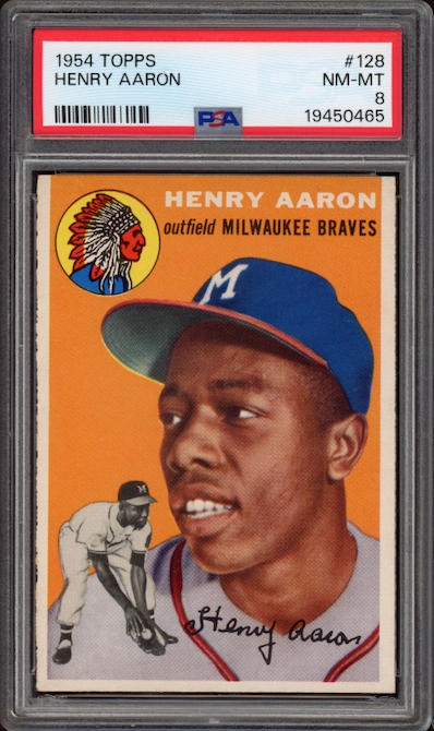 1954 Topps #128 Hank Aaron ROOKIE PSA NM-MT 8