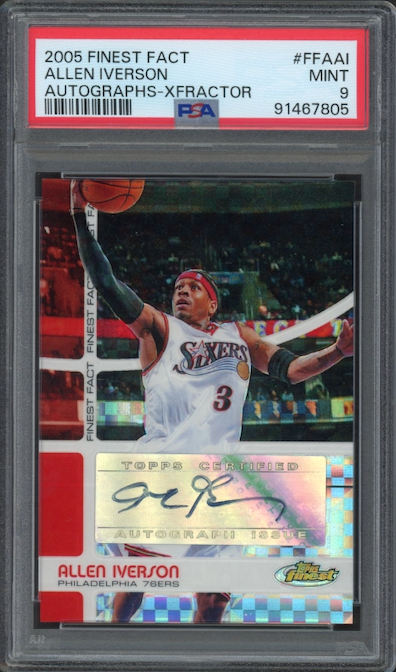 2005 Finest Fact #FFAAI Autographs-Xfractor Allen Iverson PSA MINT 9
