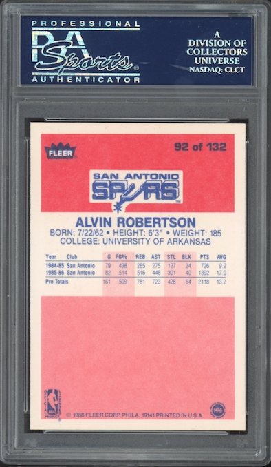 1986 Fleer #92 Alvin Robertson PSA 9
