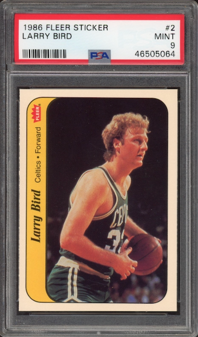 1986 Fleer Sticker #2 Larry Bird PSA MINT 9