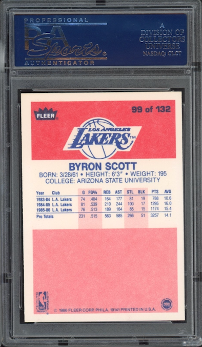1986 Fleer #99 Byron Scott PSA 9