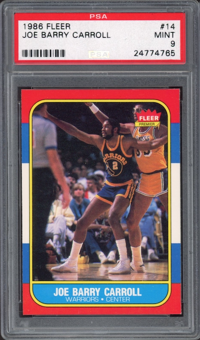 1986 Fleer #14 Joe Barry Carroll PSA 9