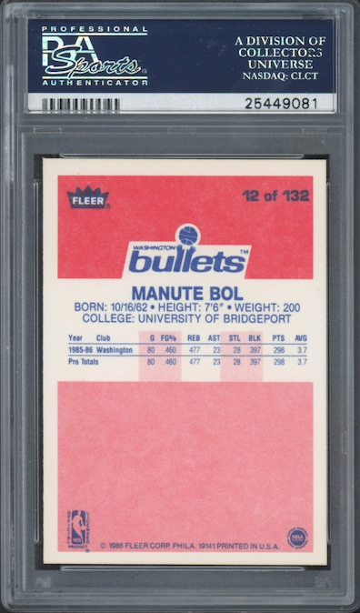 1986 Fleer #12 Manute Bol PSA 9