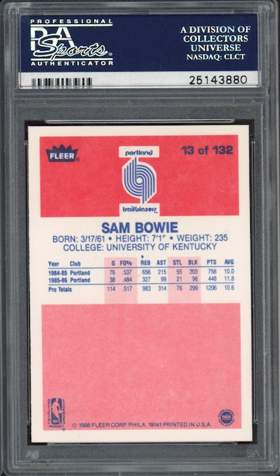 1986 Fleer #13 Sam Bowie PSA 9
