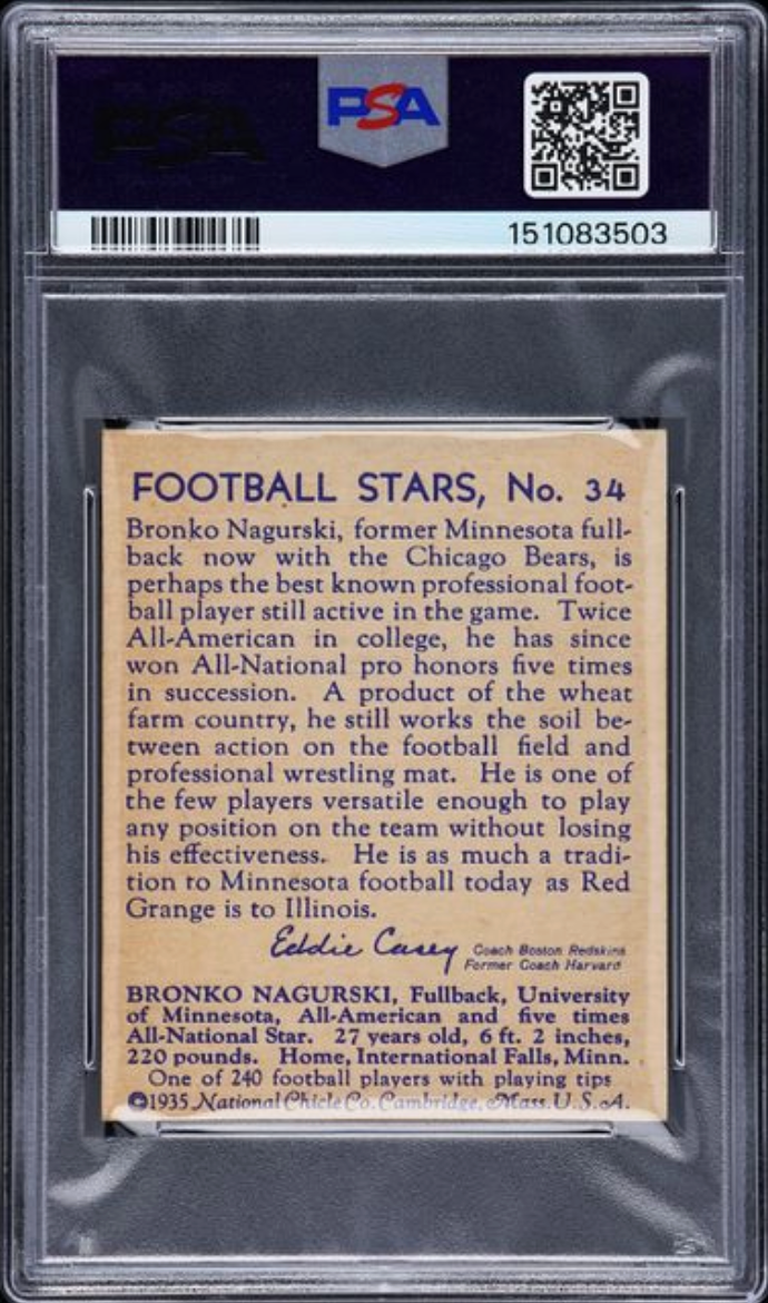 1935 National Chicle Bronko Nagurski PSA VG-EX 4