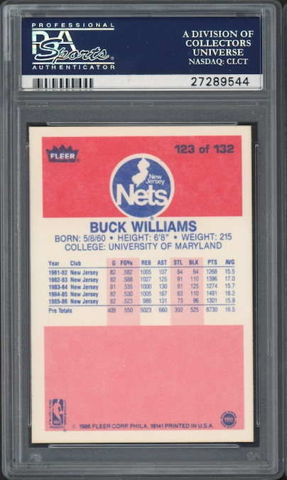 1986 Fleer #123 Buck Williams PSA 9