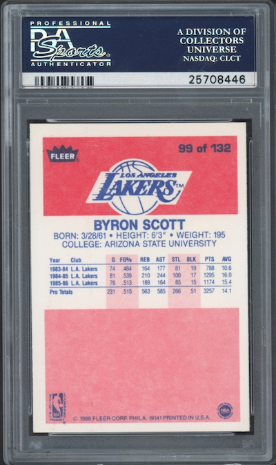 1986 Fleer #99 Byron Scott PSA 9