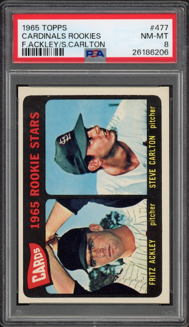 1965 Topps #477 Cardinals Rookies Steve Carlton ROOKIE PSA NM-MT 8