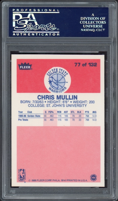 1986 Fleer #77 Chris Mullin PSA 9