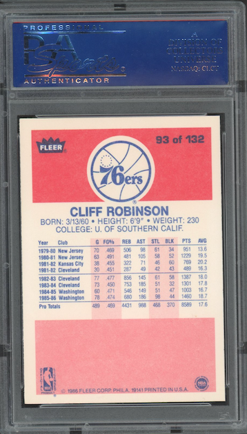 1986 Fleer #93 Cliff Robinson PSA 9