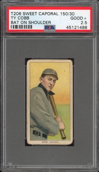1909-11 T206 Sweet Caporal 150/30 Ty Cobb Bat On Shoulder PSA GOOD+ 2.5