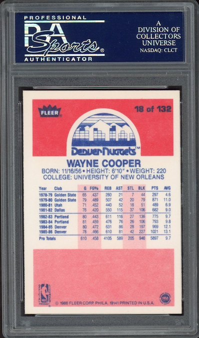 1986 Fleer #18 Wayne Cooper PSA 9