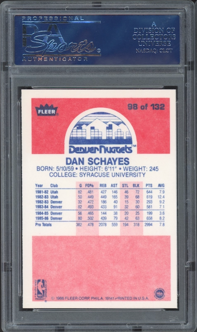 1986 Fleer #98 Dan Schayes PSA 9