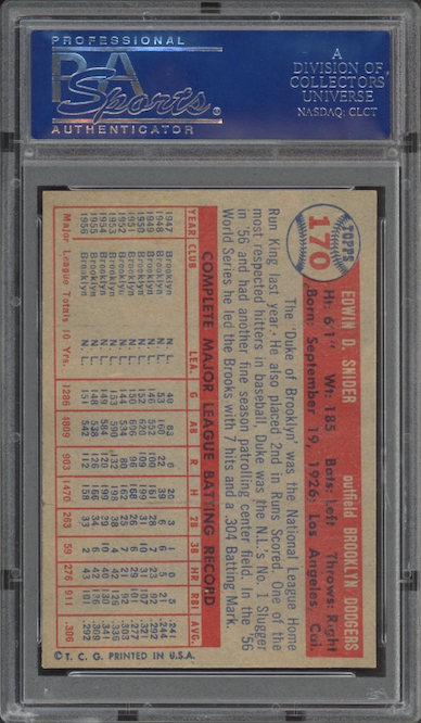 1957 Topps #170 Duke Snider PSA NM-MT 8