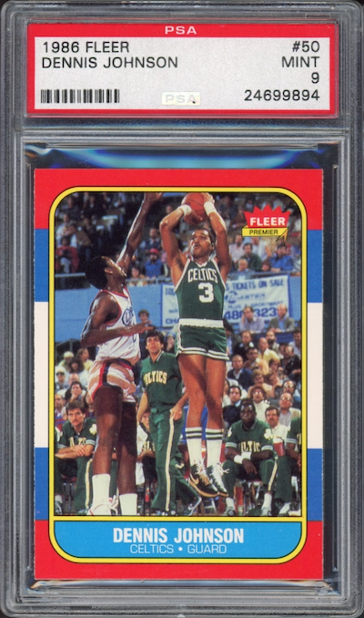 1986 Fleer #50 Dennis Johnson PSA 9
