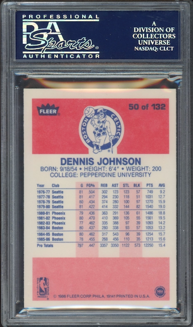 1986 Fleer #50 Dennis Johnson PSA 9