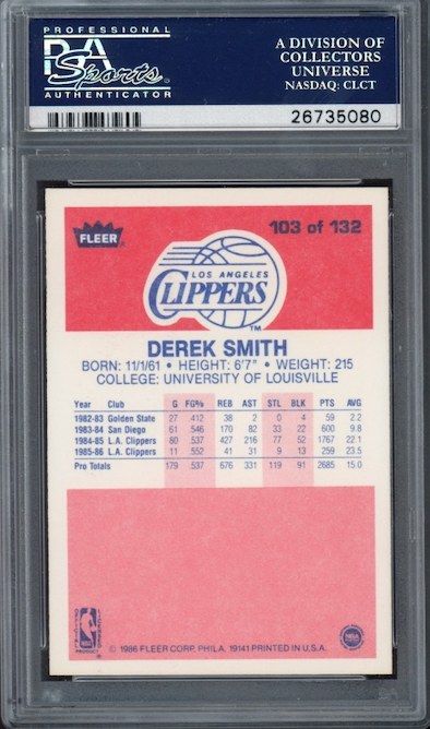 1986 Fleer #103 Derek Smith PSA 9