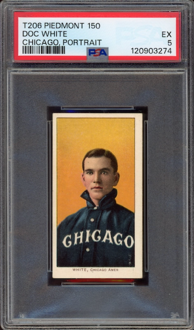 T206 Piedmont 150 Doc White Chicago, Portrait PSA EX 5