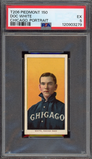 T206 Piedmont 150 Doc White Chicago, Portrait PSA EX 5