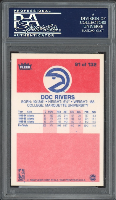 1986 Fleer #91 Doc Rivers PSA 9