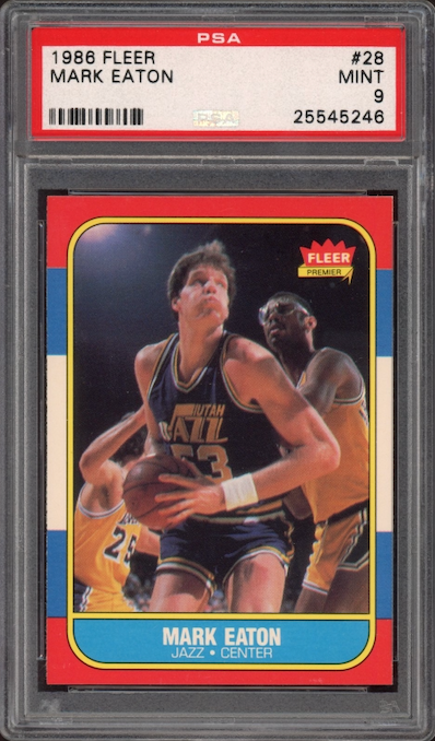 1986 Fleer #28 Mark Eaton PSA 9